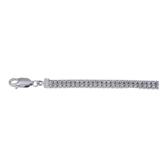 Sterling Silver 2-Row Clear CZ Bracelet