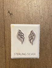 Load image into Gallery viewer, Sterling Silver Clear CZ Wing Stud Earrings
