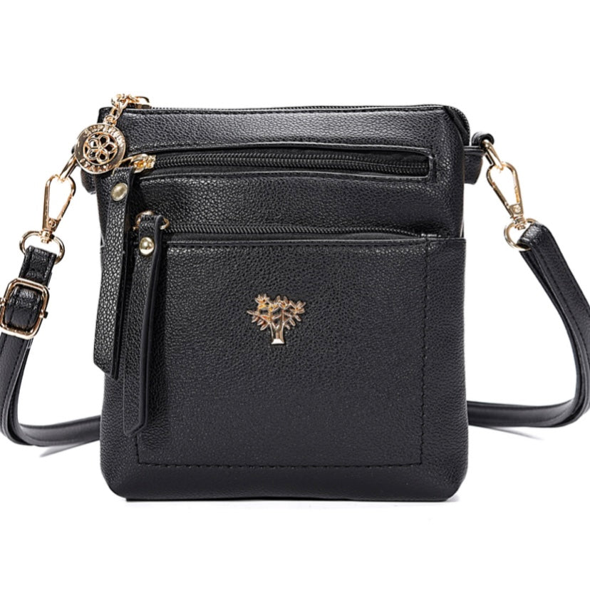 Black Tree Of Life Cross Body Bag