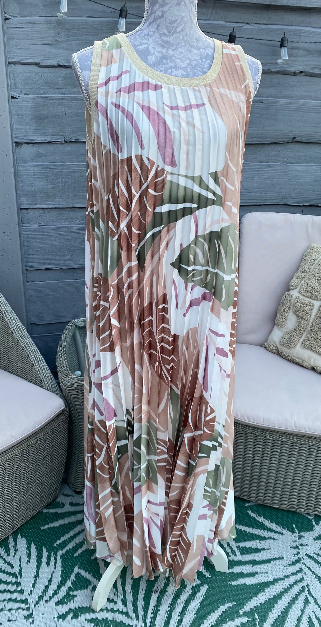 Pleated Flower Print Dress